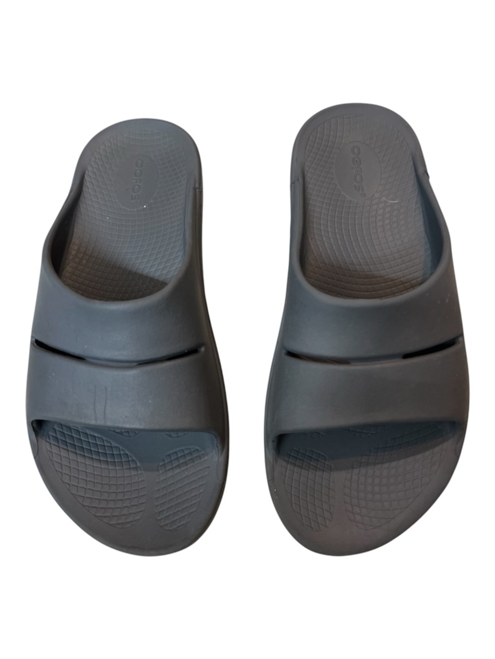 Oofos Slides Sandals Recovery Men 9 Women 11 Gray